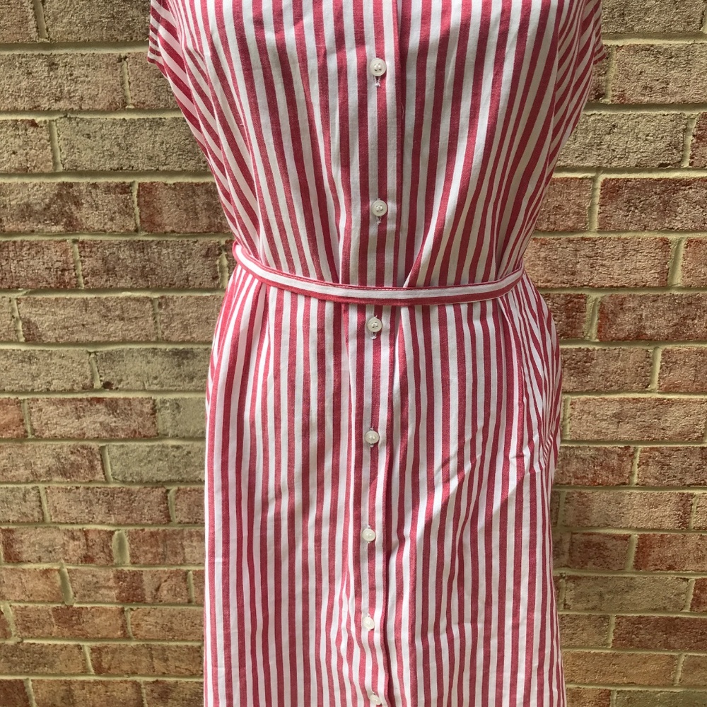 NWT Thyme and Honey Red Striped Shirt Dress - Picture 4 of 7